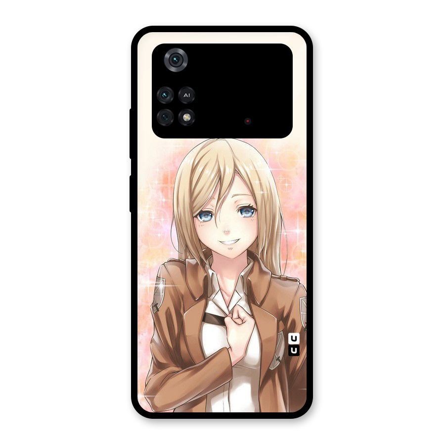 Cute Girl Art Glass Back Case for Poco M4 Pro 4G