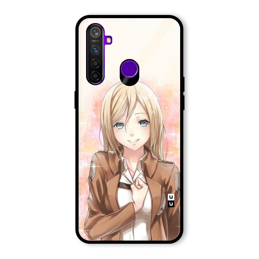 Cute Girl Art Glass Back Case for Realme 5 Pro