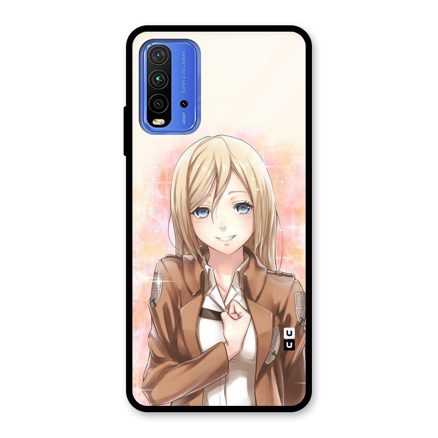 Cute Girl Art Glass Back Case for Redmi 9 Power