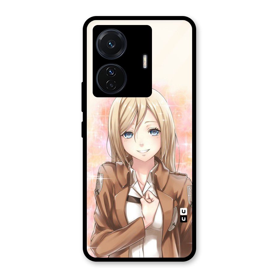 Cute Girl Art Glass Back Case for Vivo T1 Pro