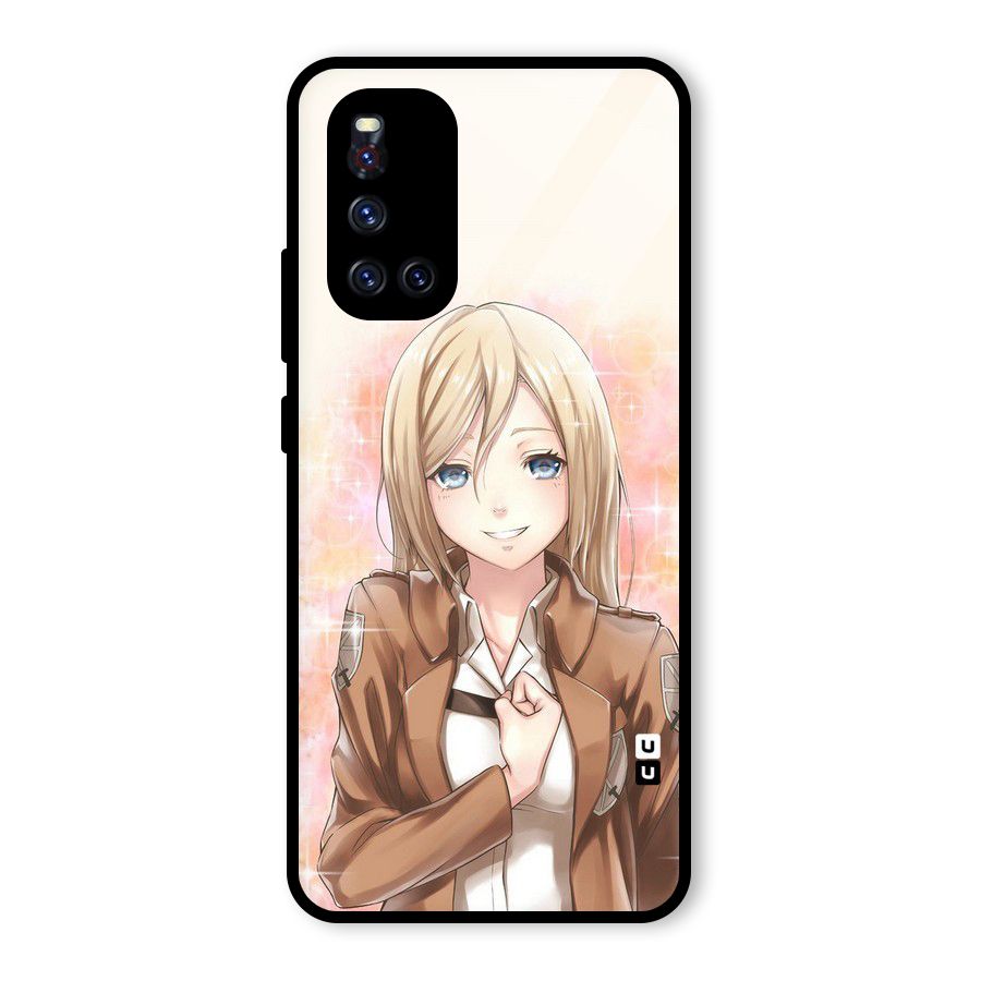 Cute Girl Art Glass Back Case for Vivo V19