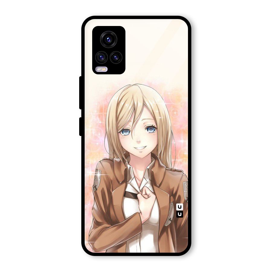 Cute Girl Art Glass Back Case for Vivo V20