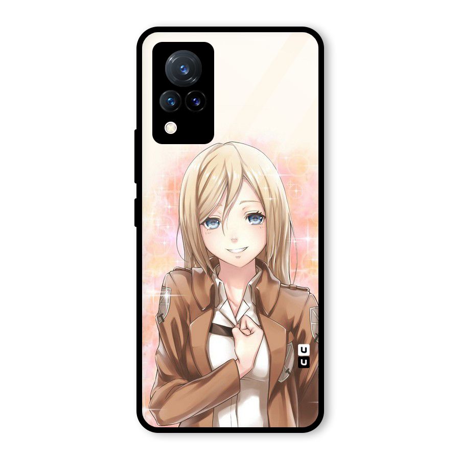 Cute Girl Art Glass Back Case for Vivo V21 5G