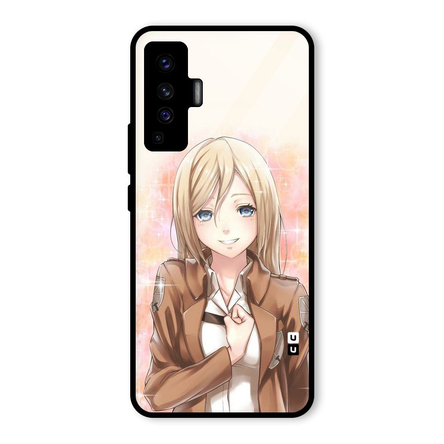 Cute Girl Art Glass Back Case for Vivo X50