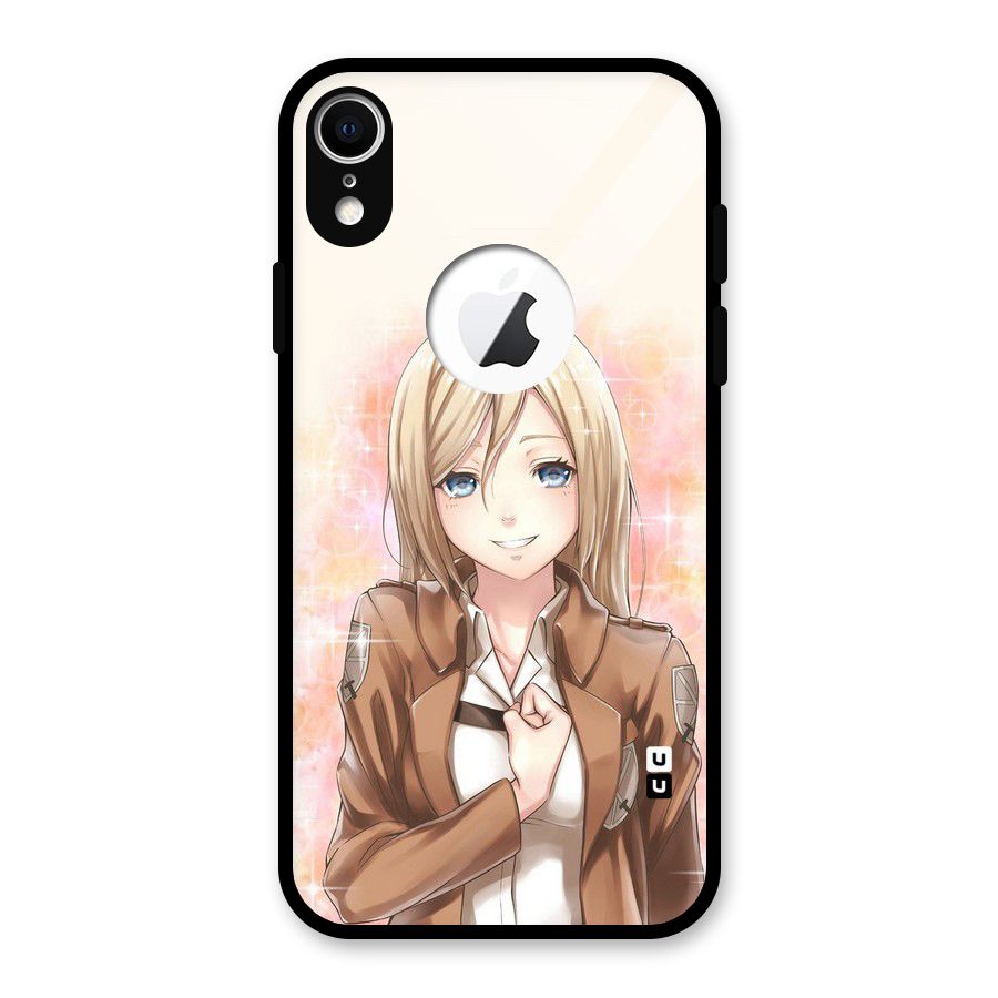 Cute Girl Art Glass Back Case for iPhone XR Logo Cut