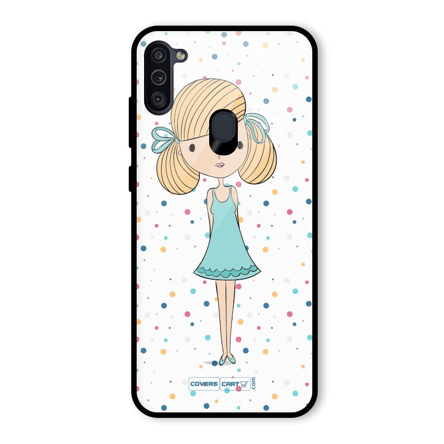 Cute Girl Glass Back Case for Galaxy M11