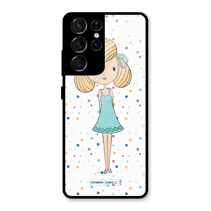 Cute Girl Glass Back Case for Galaxy S21 Ultra 5G