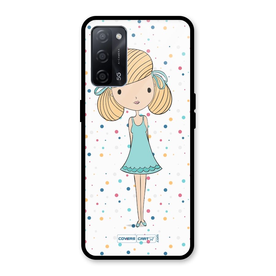 Cute Girl Glass Back Case for Oppo A53s 5G