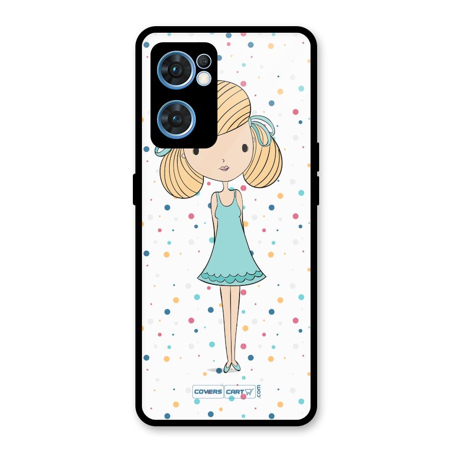 Cute Girl Glass Back Case for Oppo Reno7 5G