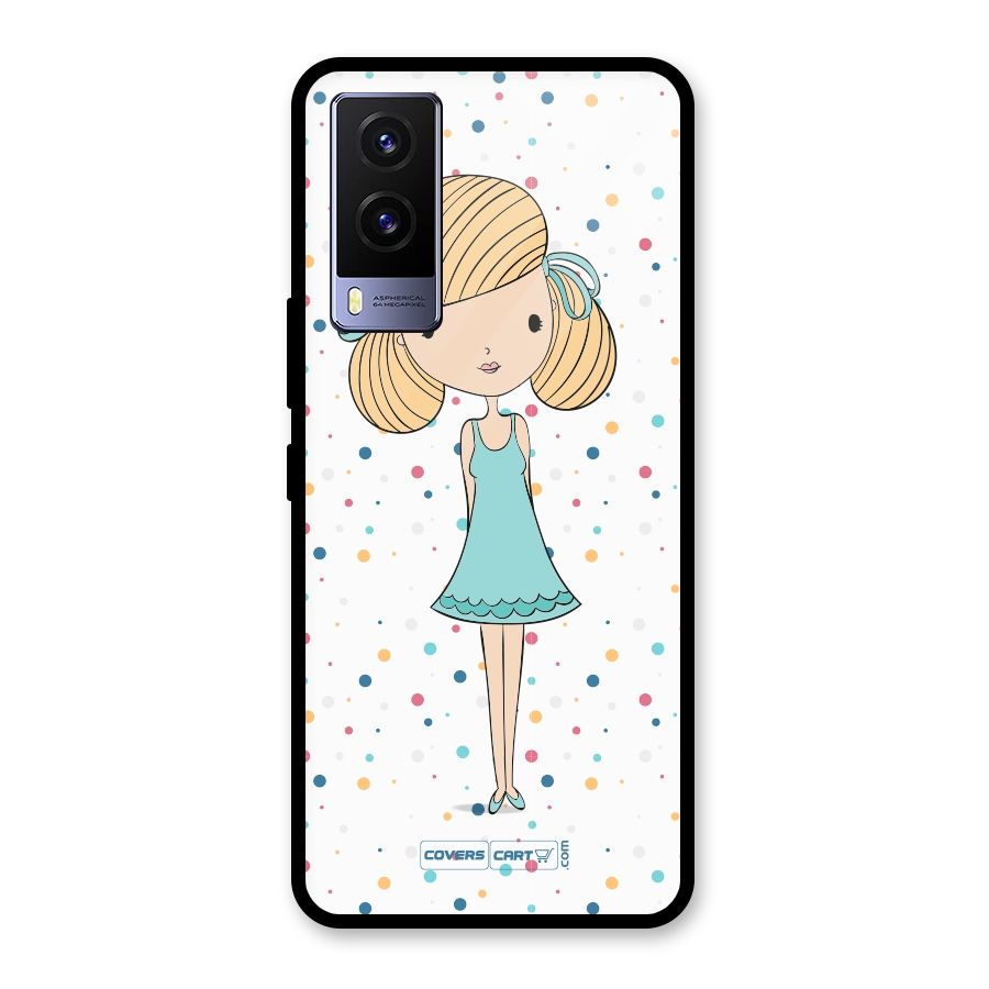 Cute Girl Glass Back Case for Vivo V21e 5G