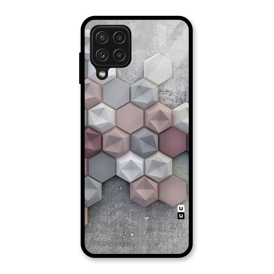 Cute Hexagonal Pattern Glass Back Case for Galaxy A22 4G
