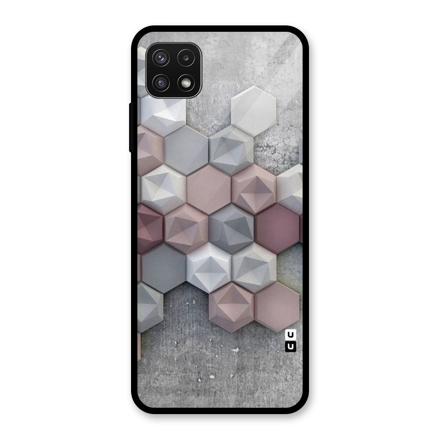 Cute Hexagonal Pattern Glass Back Case for Galaxy A22 5G