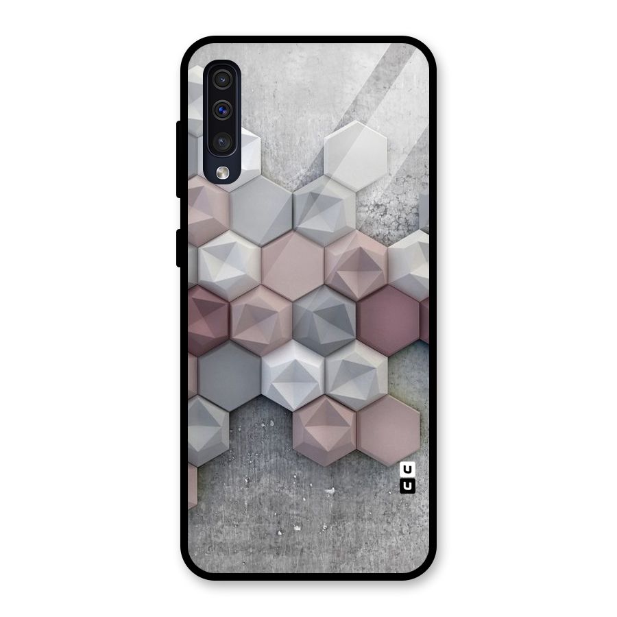 Cute Hexagonal Pattern Glass Back Case for Galaxy A50
