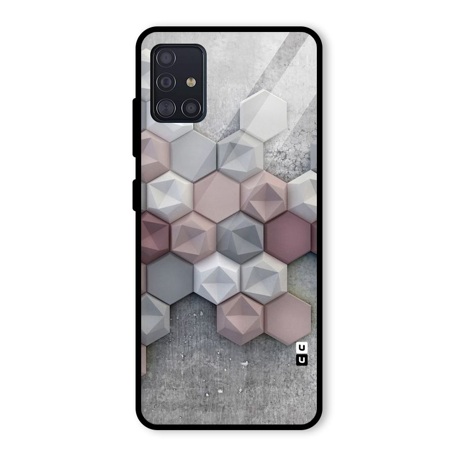Cute Hexagonal Pattern Glass Back Case for Galaxy A51
