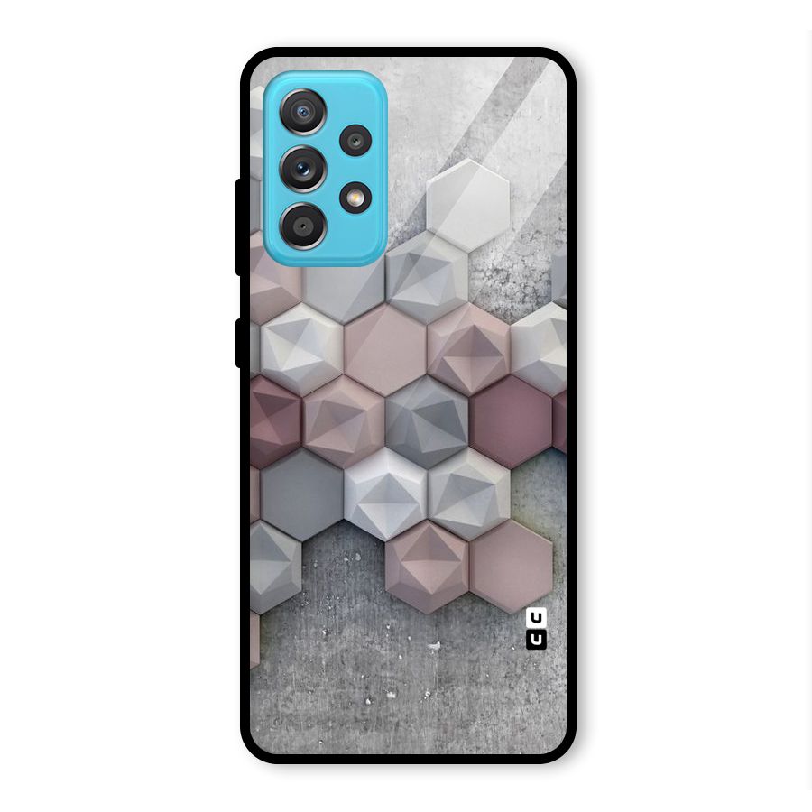 Cute Hexagonal Pattern Glass Back Case for Galaxy A52s 5G
