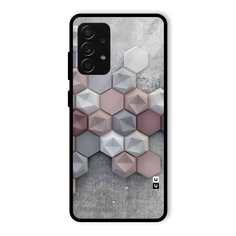 Cute Hexagonal Pattern Glass Back Case for Galaxy A53 5G