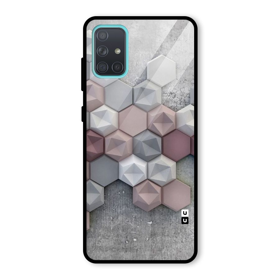 Cute Hexagonal Pattern Glass Back Case for Galaxy A71