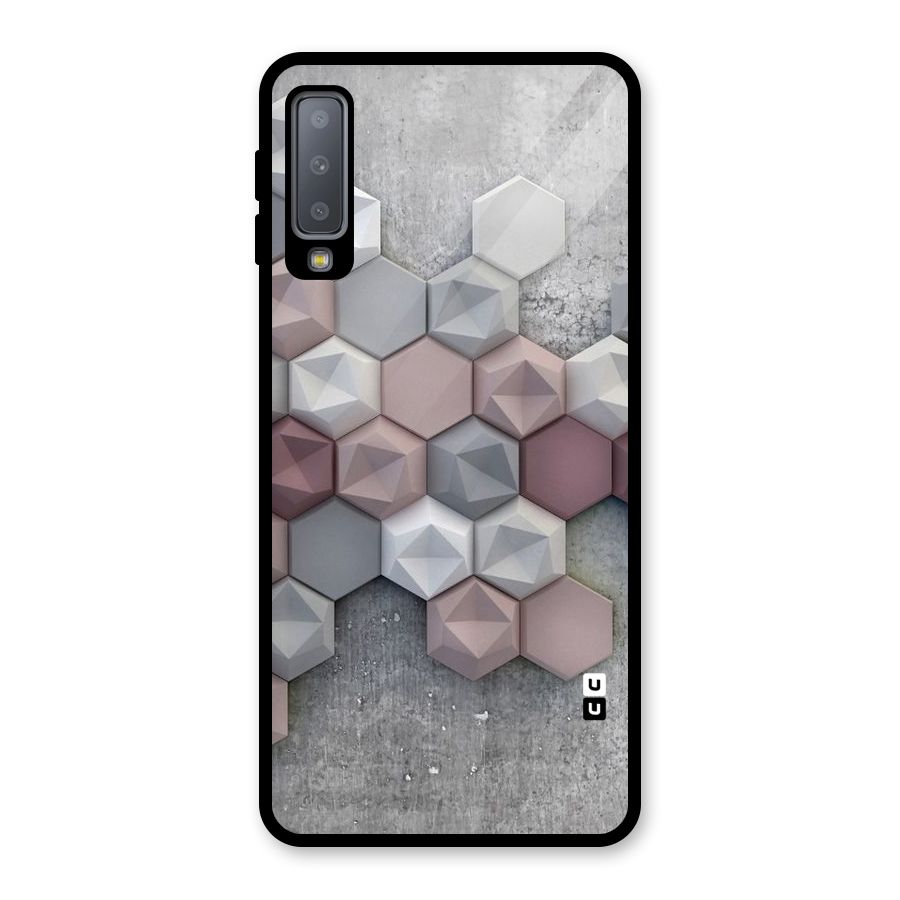 Cute Hexagonal Pattern Glass Back Case for Galaxy A7 (2018)