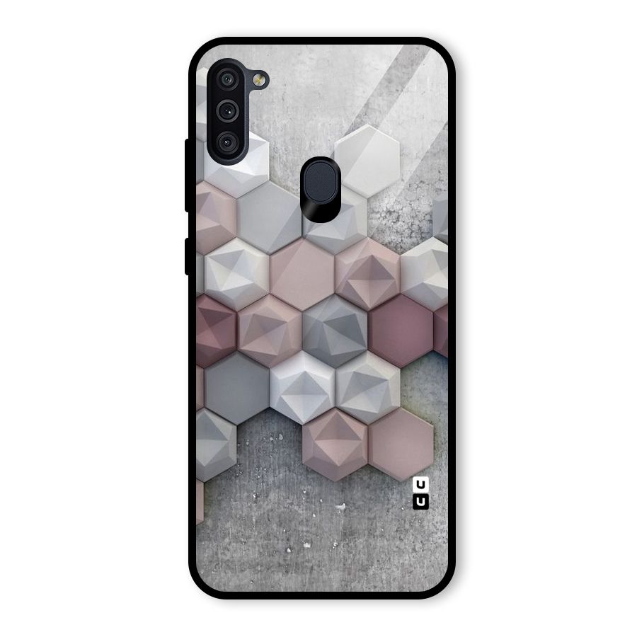 Cute Hexagonal Pattern Glass Back Case for Galaxy M11