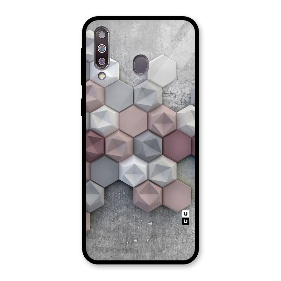 Cute Hexagonal Pattern Glass Back Case for Galaxy M30