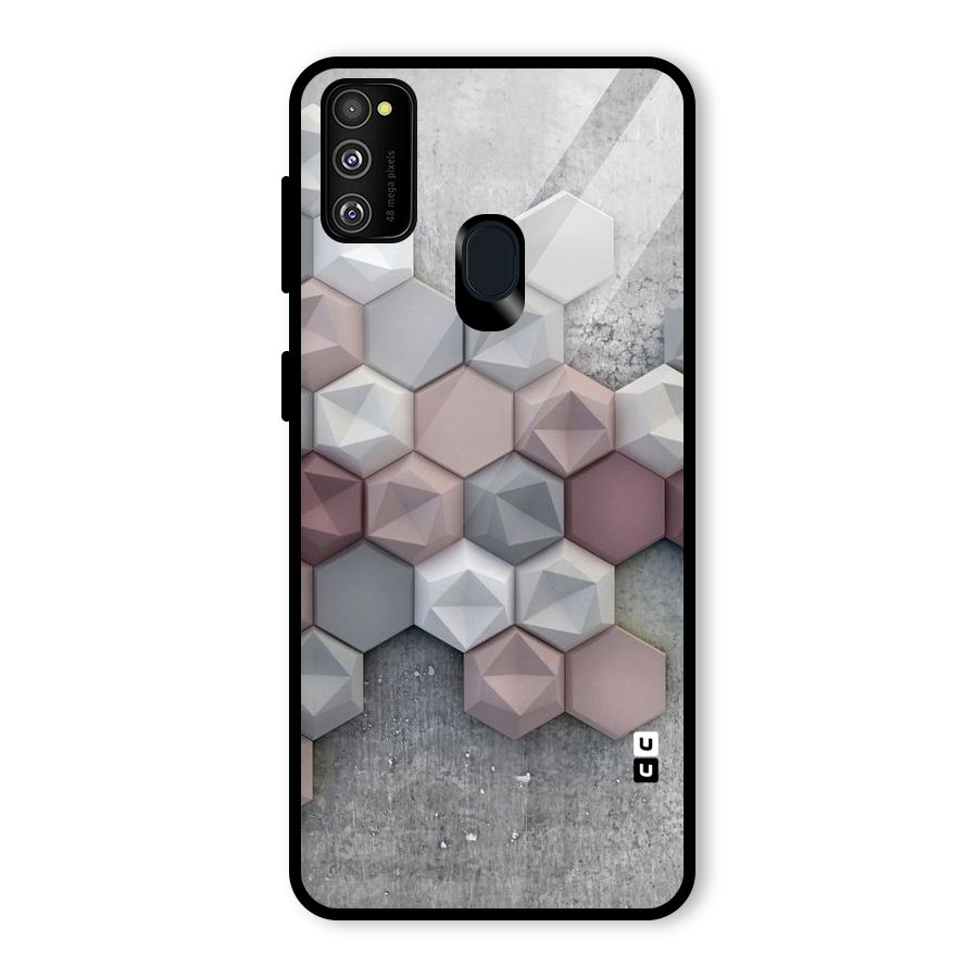 Cute Hexagonal Pattern Glass Back Case for Galaxy M30s