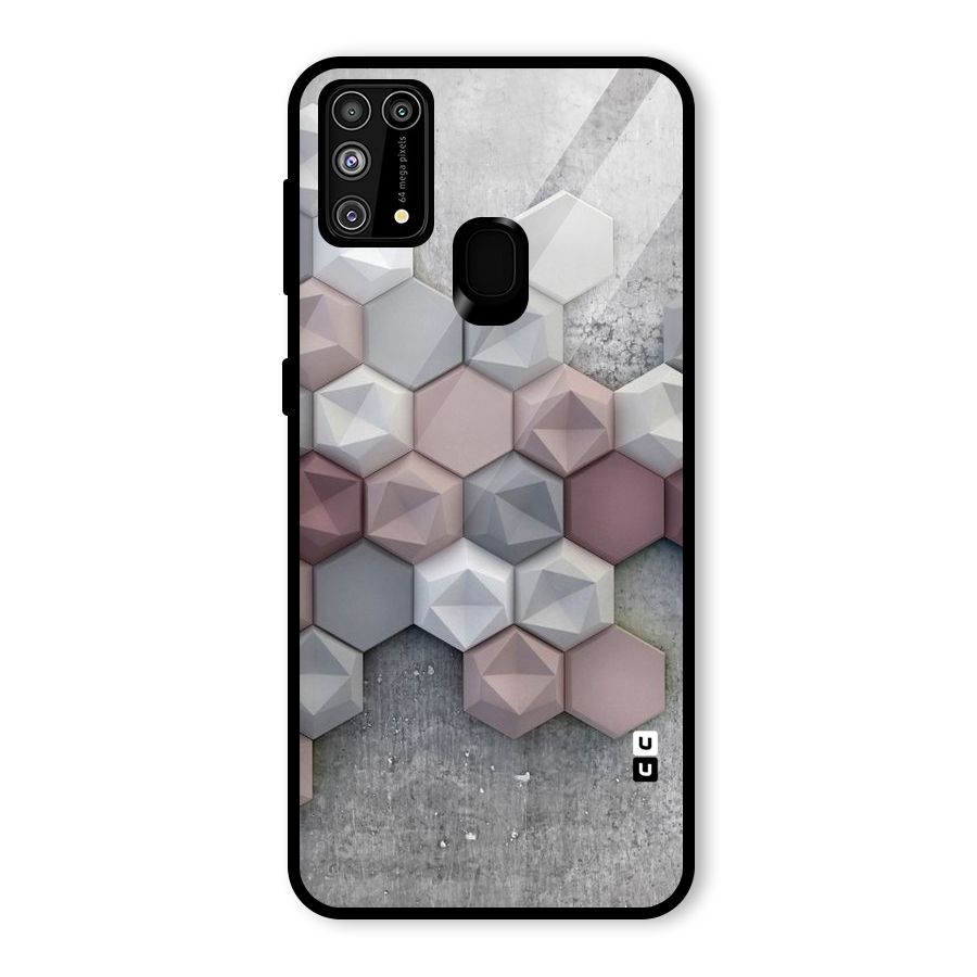 Cute Hexagonal Pattern Glass Back Case for Galaxy M31