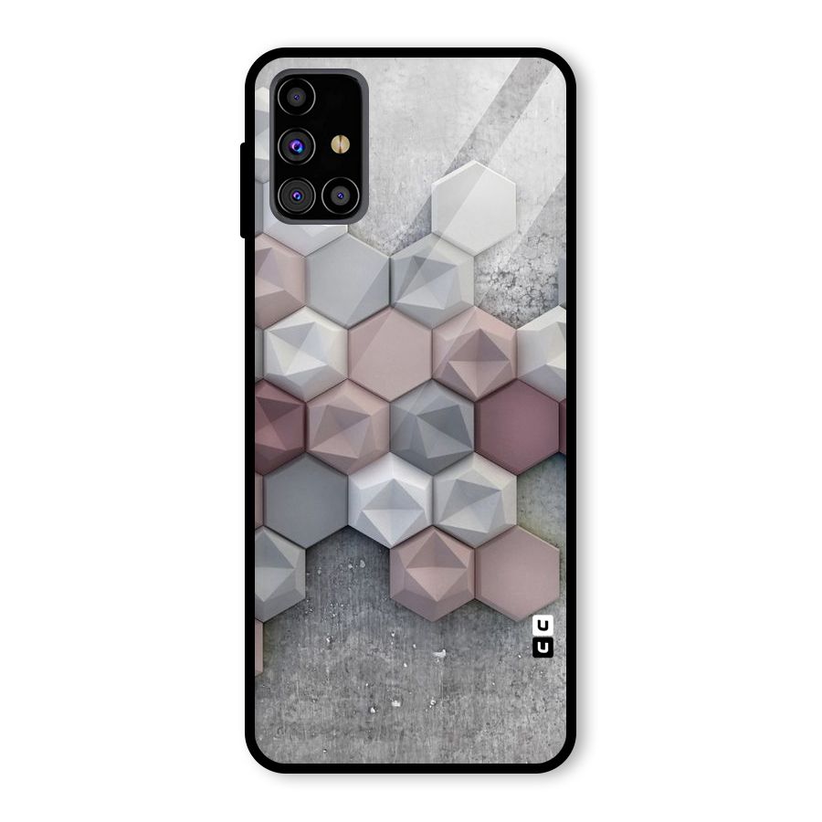 Cute Hexagonal Pattern Glass Back Case for Galaxy M31s