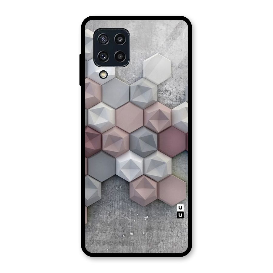 Cute Hexagonal Pattern Glass Back Case for Galaxy M32