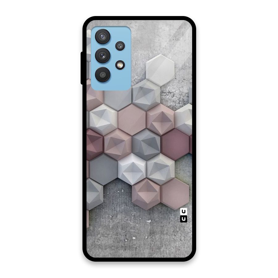 Cute Hexagonal Pattern Glass Back Case for Galaxy M32 5G