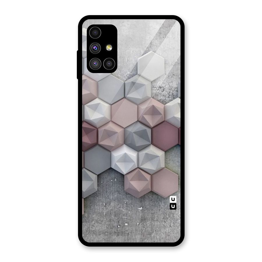 Cute Hexagonal Pattern Glass Back Case for Galaxy M51