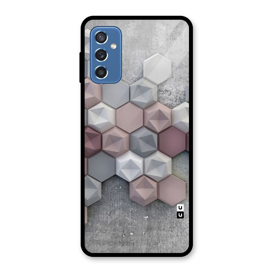Cute Hexagonal Pattern Glass Back Case for Galaxy M52 5G