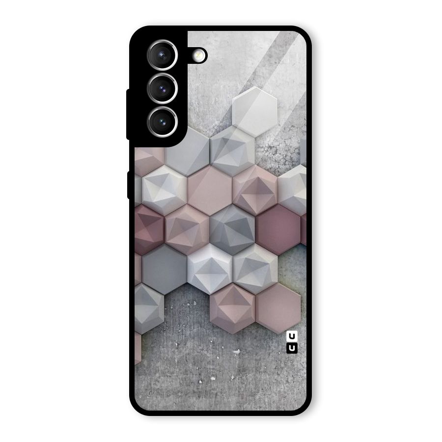 Cute Hexagonal Pattern Glass Back Case for Galaxy S21 5G