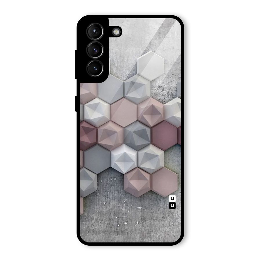 Cute Hexagonal Pattern Glass Back Case for Galaxy S21 Plus
