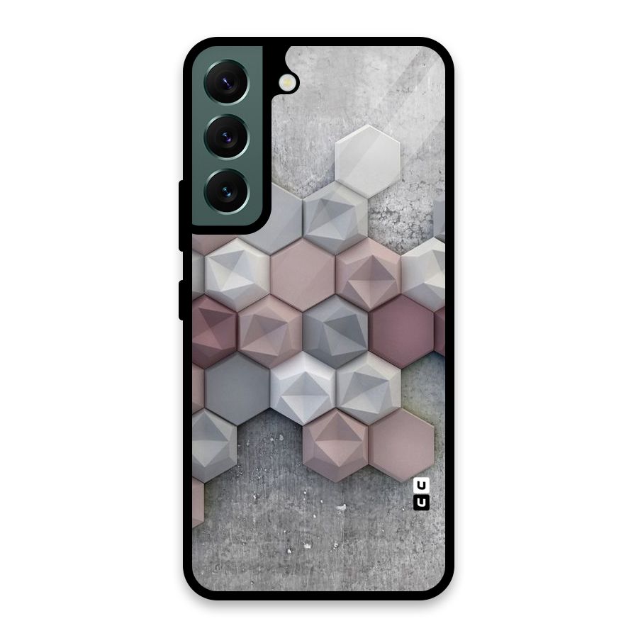 Cute Hexagonal Pattern Glass Back Case for Galaxy S22 5G