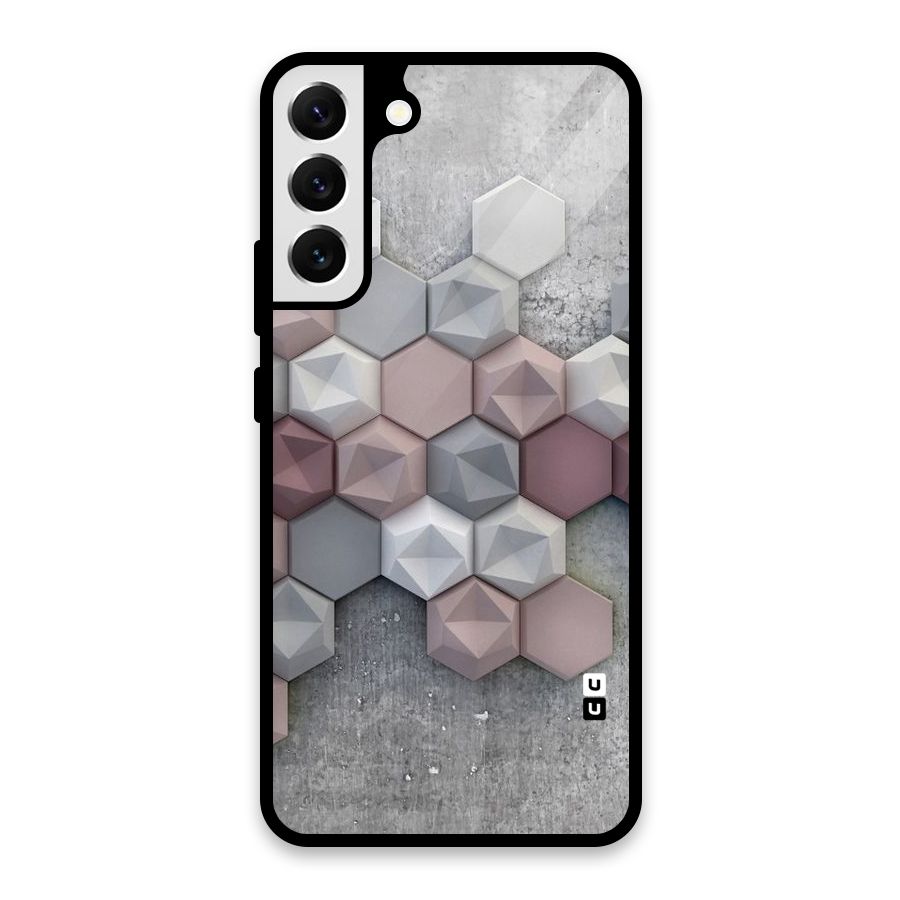 Cute Hexagonal Pattern Glass Back Case for Galaxy S22 Plus 5G