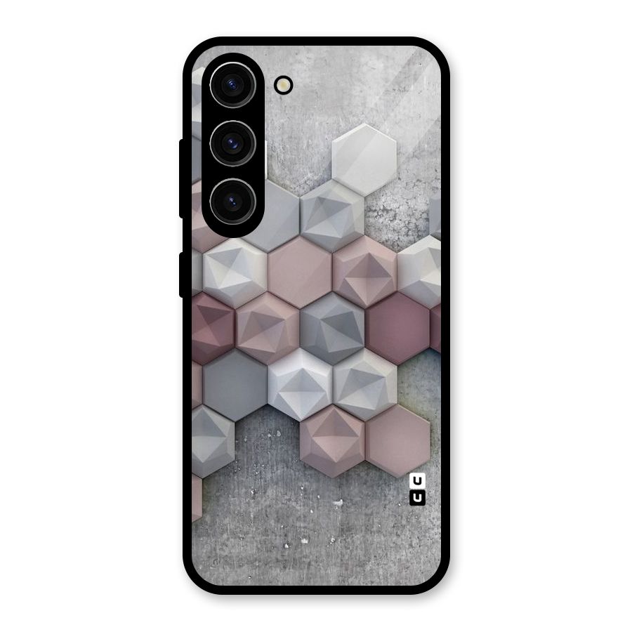 Cute Hexagonal Pattern Glass Back Case for Galaxy S23