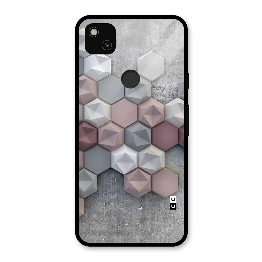 Cute Hexagonal Pattern Glass Back Case for Google Pixel 4a