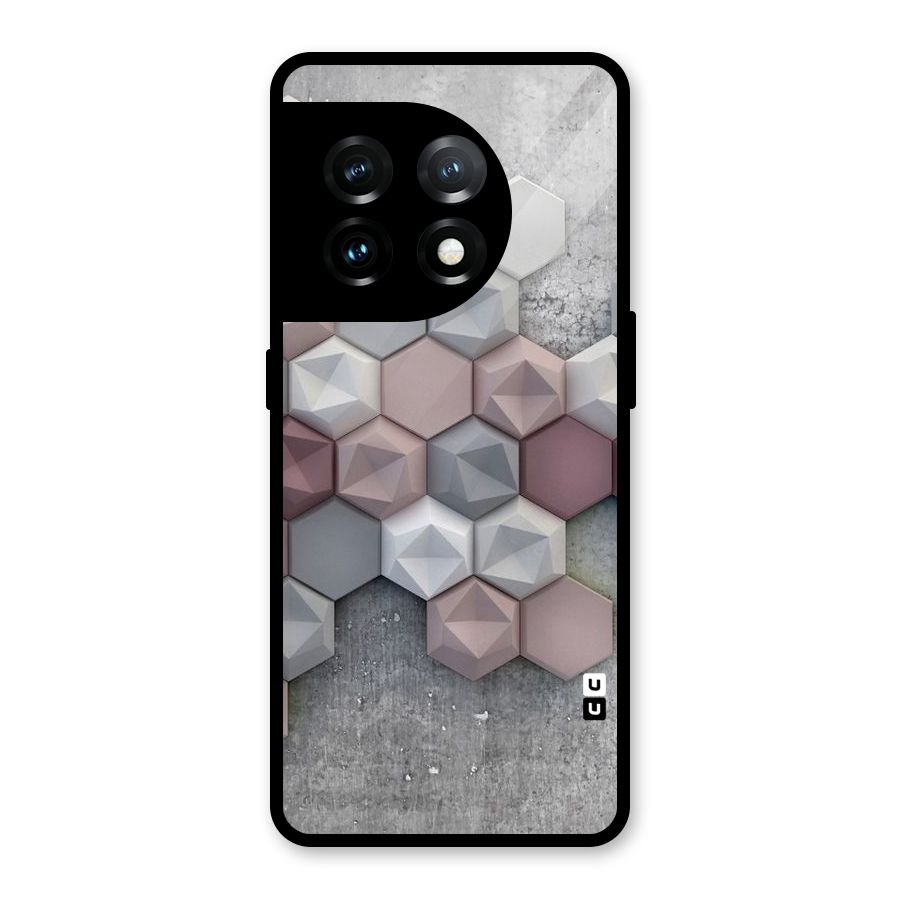 Cute Hexagonal Pattern Glass Back Case for OnePlus 11