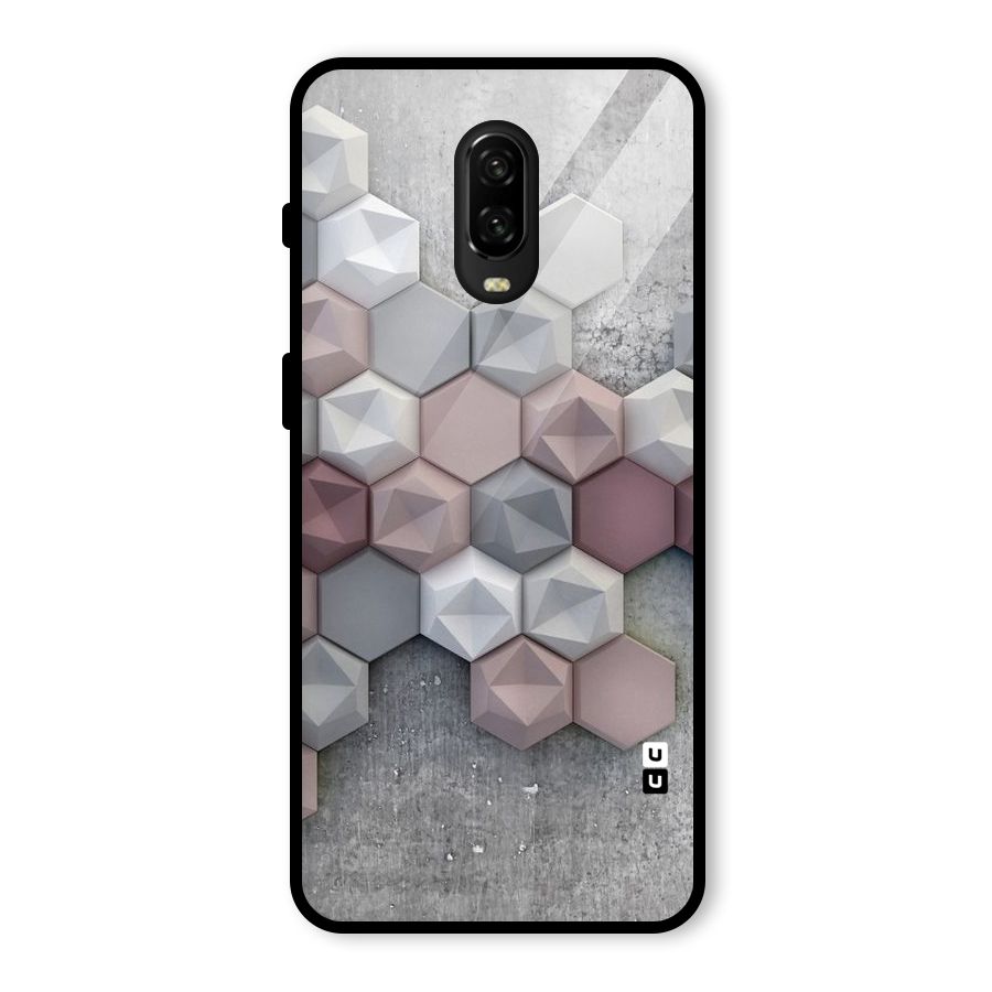Cute Hexagonal Pattern Glass Back Case for OnePlus 6T