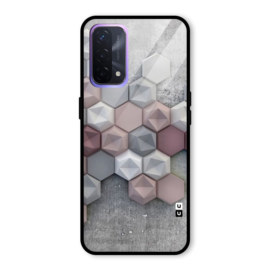 Cute Hexagonal Pattern Glass Back Case for Oppo A74 5G