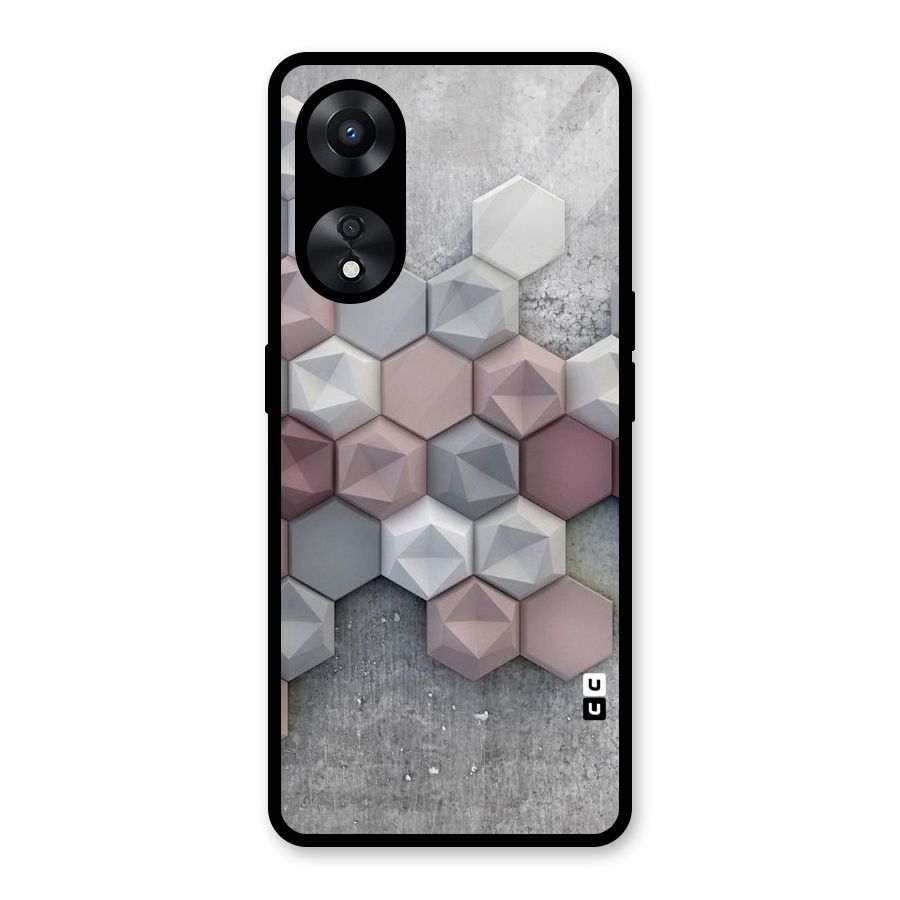 Cute Hexagonal Pattern Glass Back Case for Oppo A78