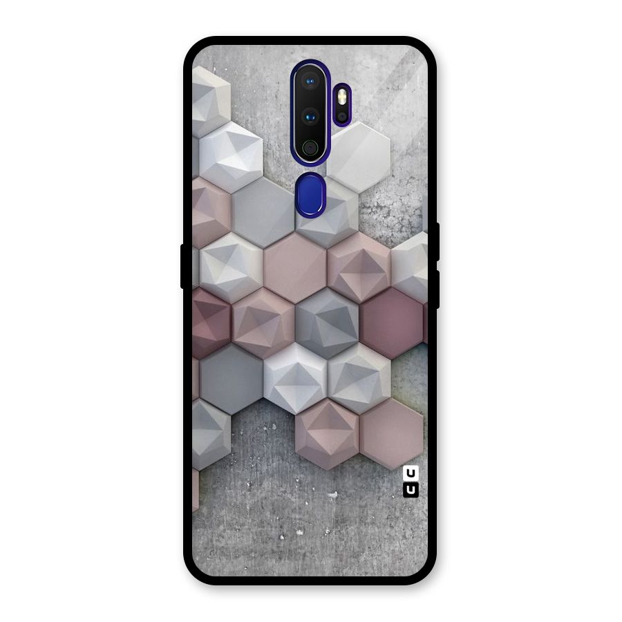 Cute Hexagonal Pattern Glass Back Case for Oppo A9 (2020)