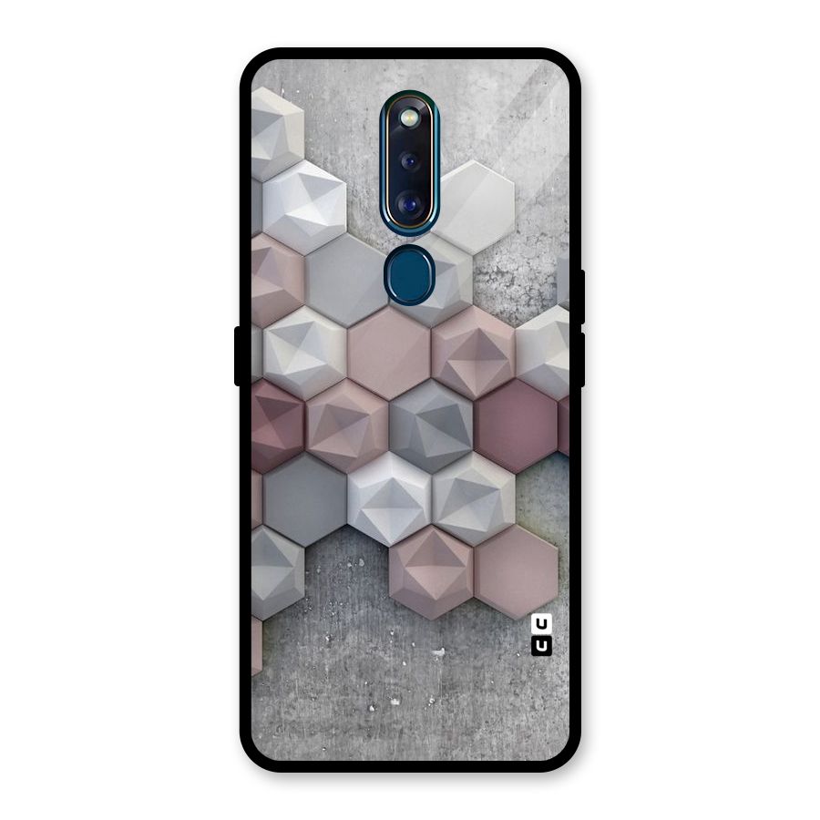 Cute Hexagonal Pattern Glass Back Case for Oppo F11 Pro