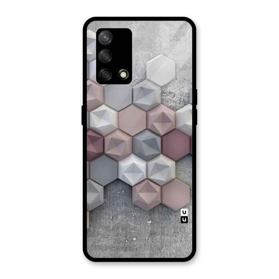 Cute Hexagonal Pattern Glass Back Case for Oppo F19