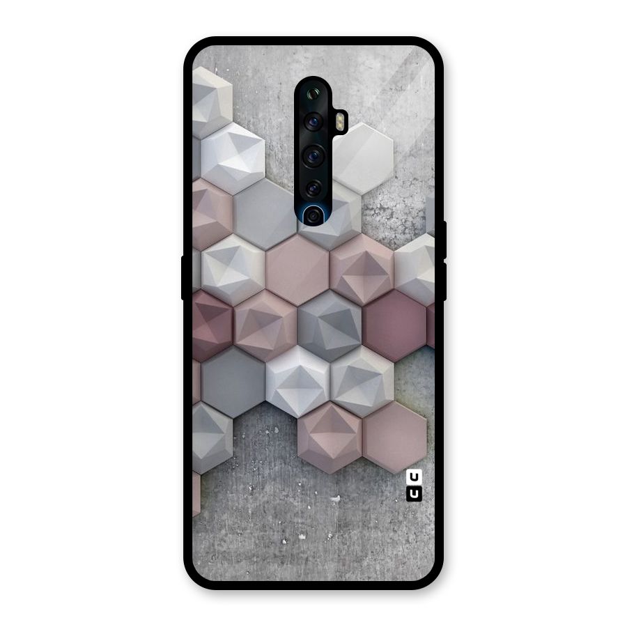 Cute Hexagonal Pattern Glass Back Case for Oppo Reno2 F