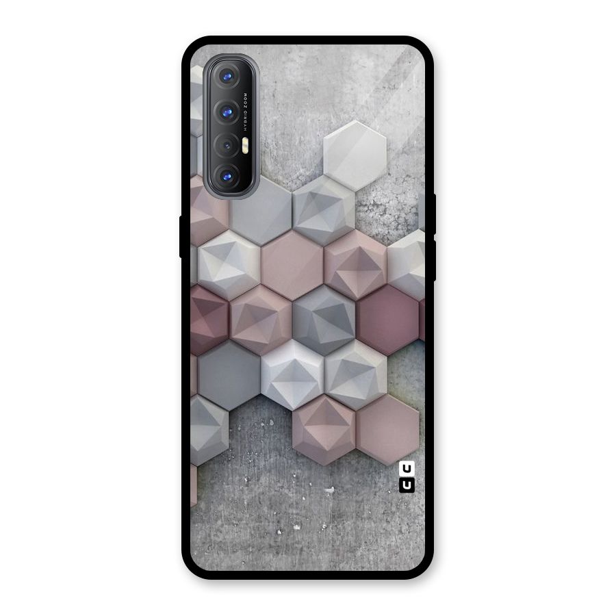 Cute Hexagonal Pattern Glass Back Case for Oppo Reno3 Pro