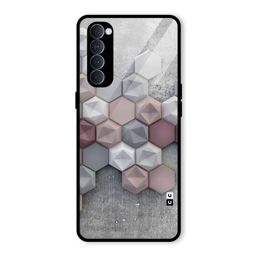 Cute Hexagonal Pattern Glass Back Case for Oppo Reno4 Pro