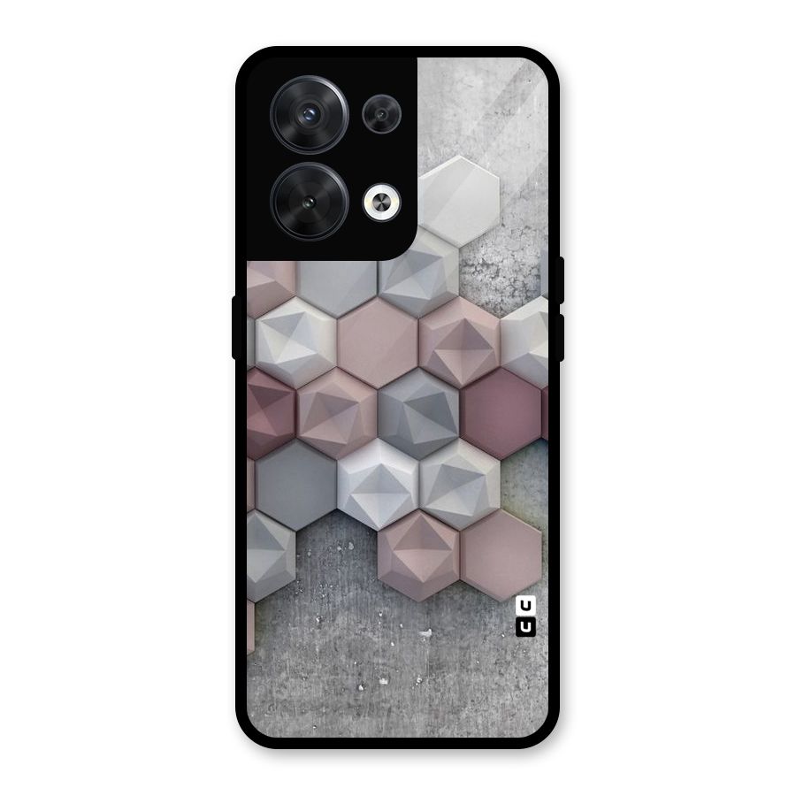 Cute Hexagonal Pattern Glass Back Case for Oppo Reno8 5G