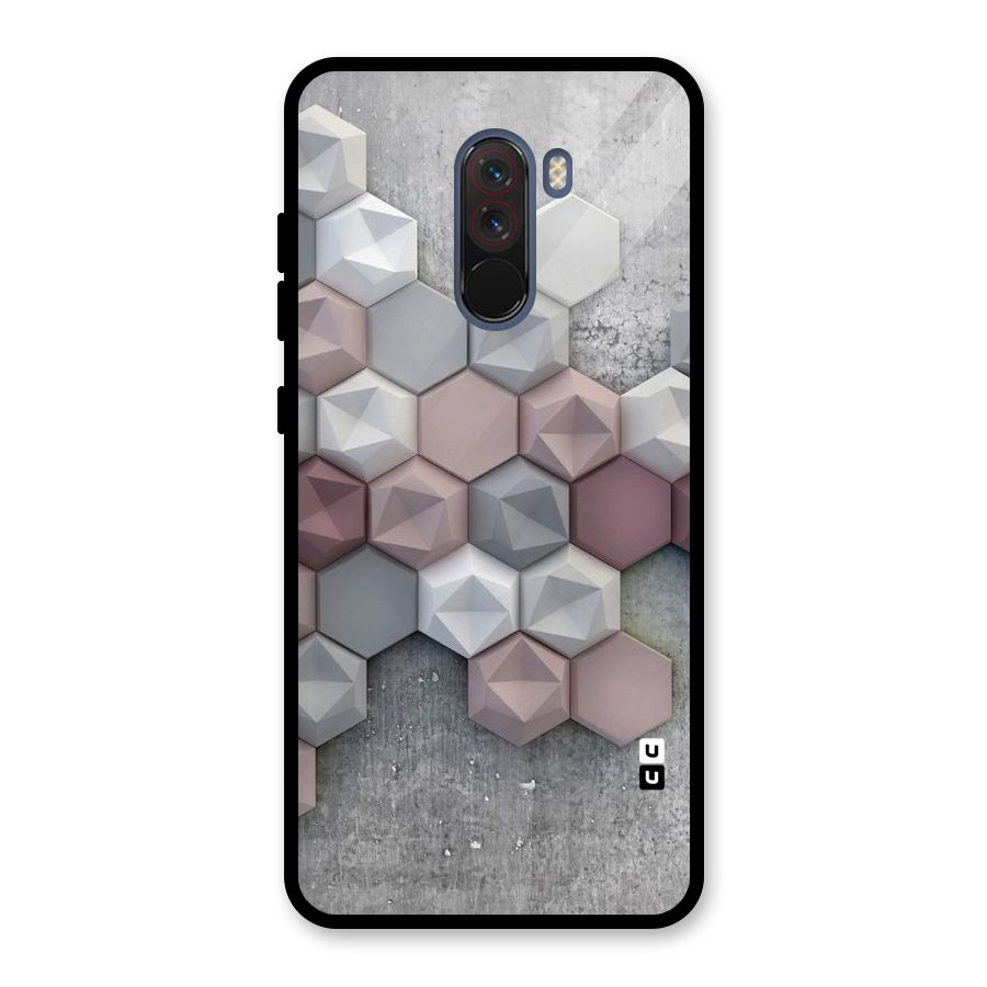 Cute Hexagonal Pattern Glass Back Case for Poco F1