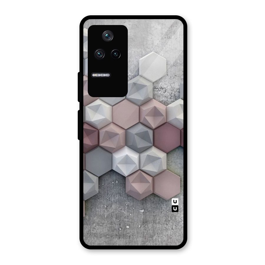 Cute Hexagonal Pattern Glass Back Case for Poco F4 5G